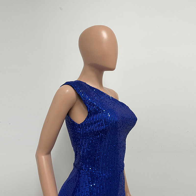 新中式无袖连体衣独立站夏季单肩亮片连体裤女批发详情27