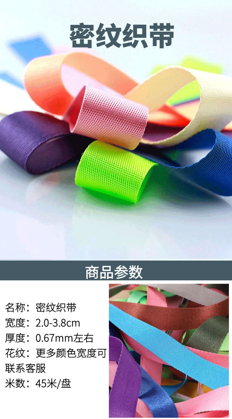 厂家批发仿尼龙织带密纹美国纹人字纹包边斜肩带背包带宠物带辅料详情3