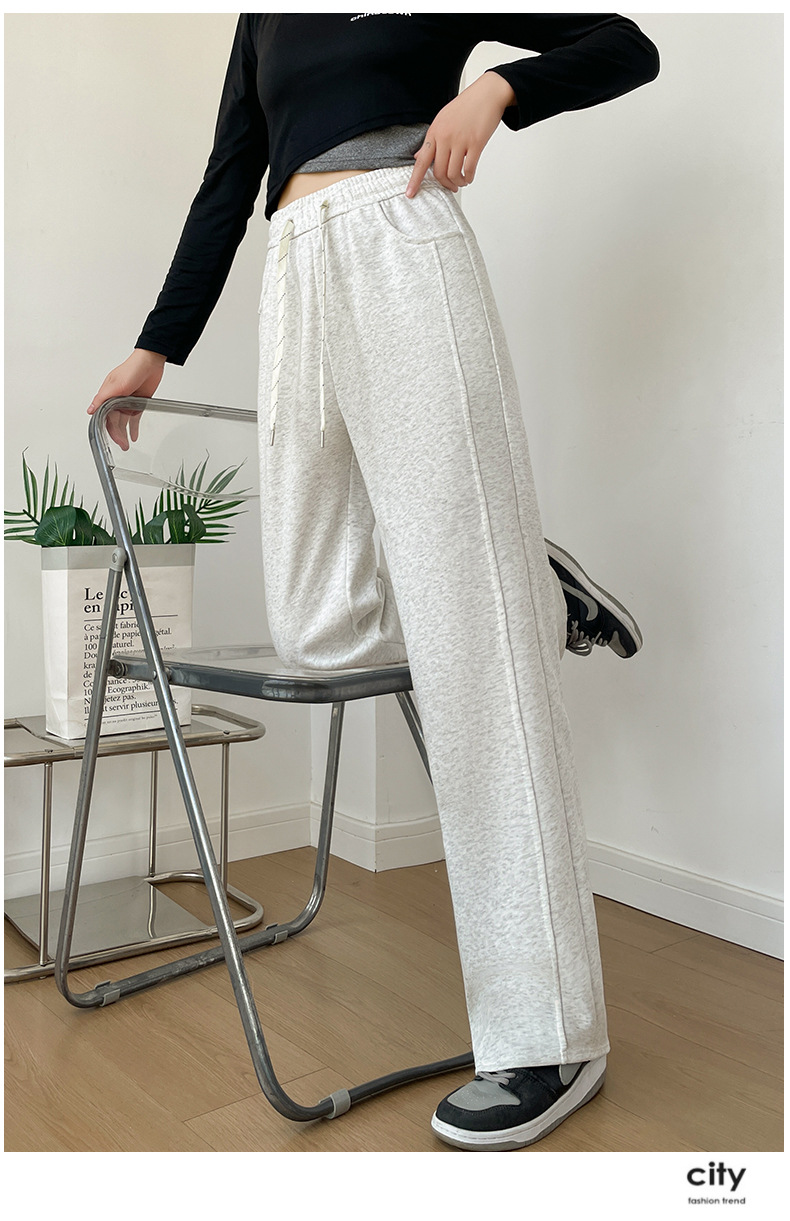 垂感华棉阔腿裤女春秋新款宽松显瘦窄版直筒裤高腰百搭休闲运动裤详情18