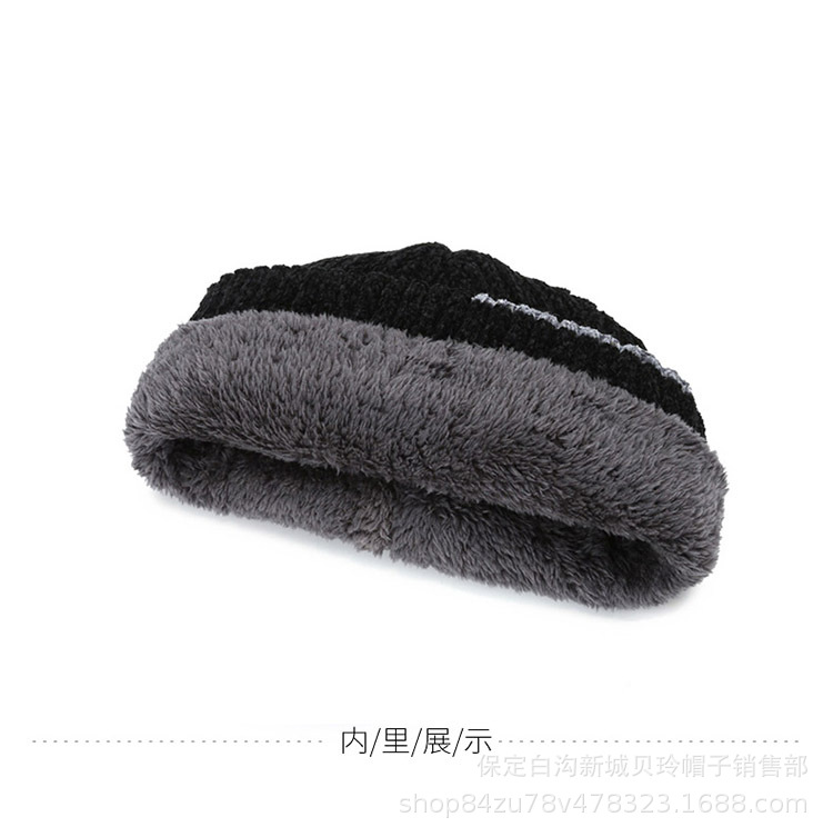 Winter fleece Chenille woolen cap for both men and women, outdoor cycling thickened windproof and warm pullover cap, simple style pic 7