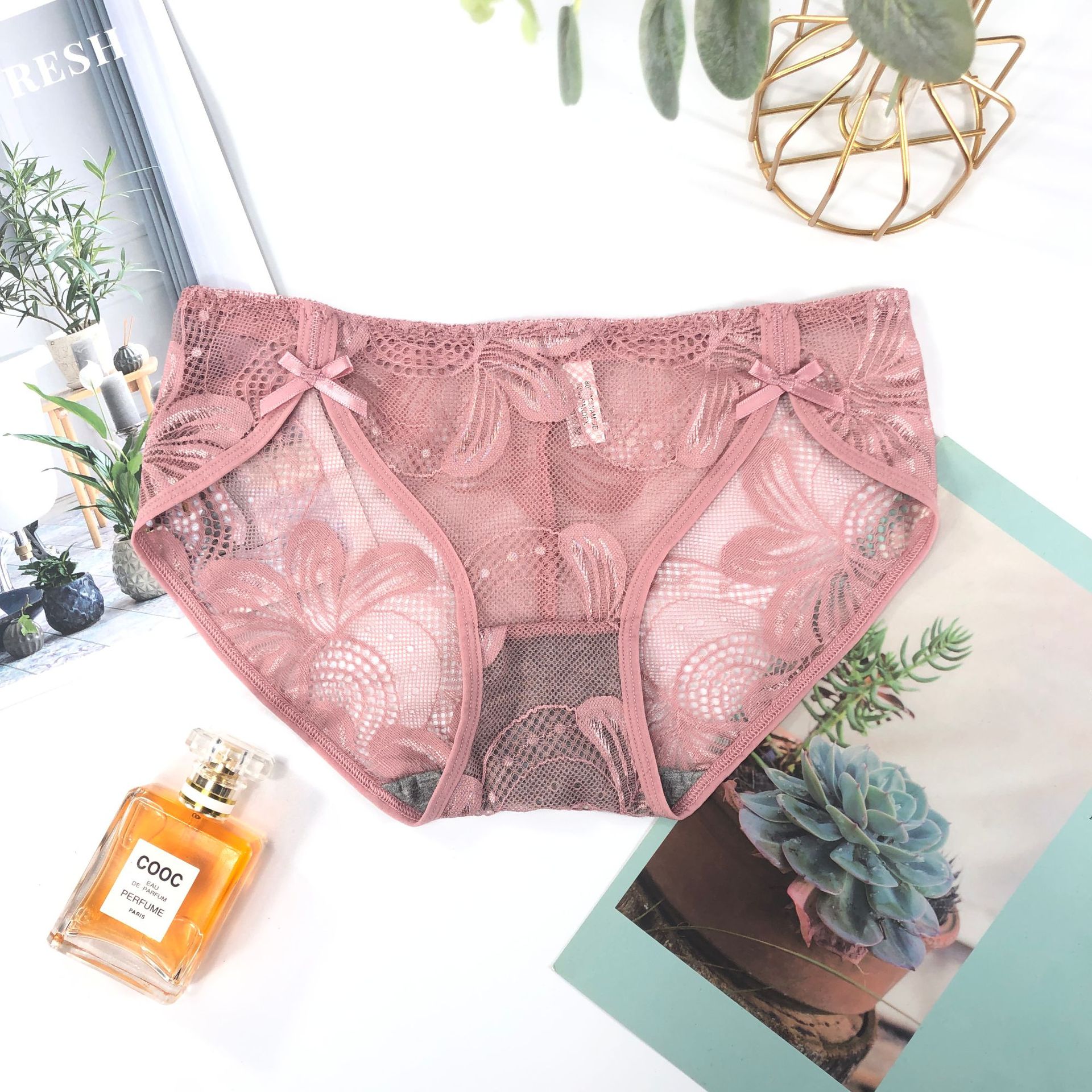 Bestseller French lace underwear for women, T-shaped Japanese girlish style, elegant double bow, highly elastic and breathable 009# pic 12