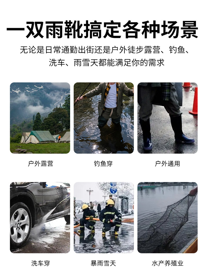 跨境雨鞋男中筒防水束口外穿防水钓鱼鞋厚底耐磨舒适防滑胶鞋外贸出口批发详情4