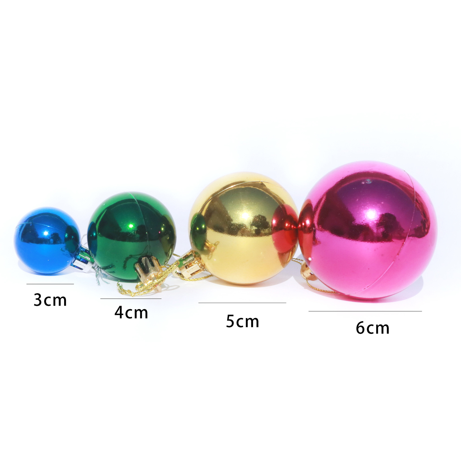 Christmas electroplated balls, bright balls, 3, 5, 6, 8cm, Christmas balls, 6-color Christmas tree decoration items, Christmas balls pic 1