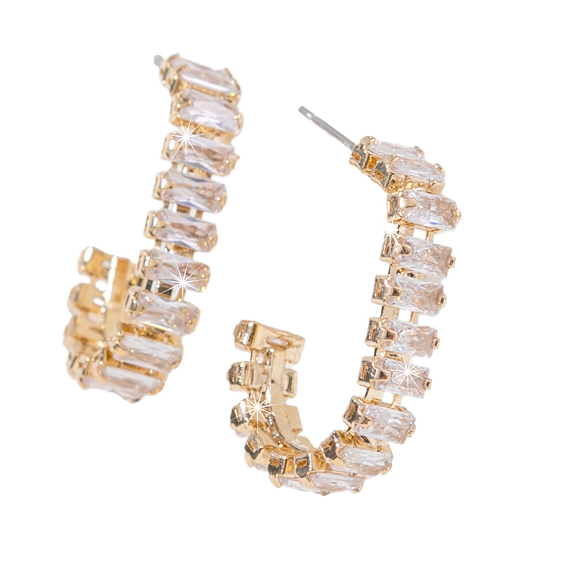 轻奢风满钻C形耳环铜镀金水钻开口耳圈欧美时尚夸张耳饰工厂批发详情9