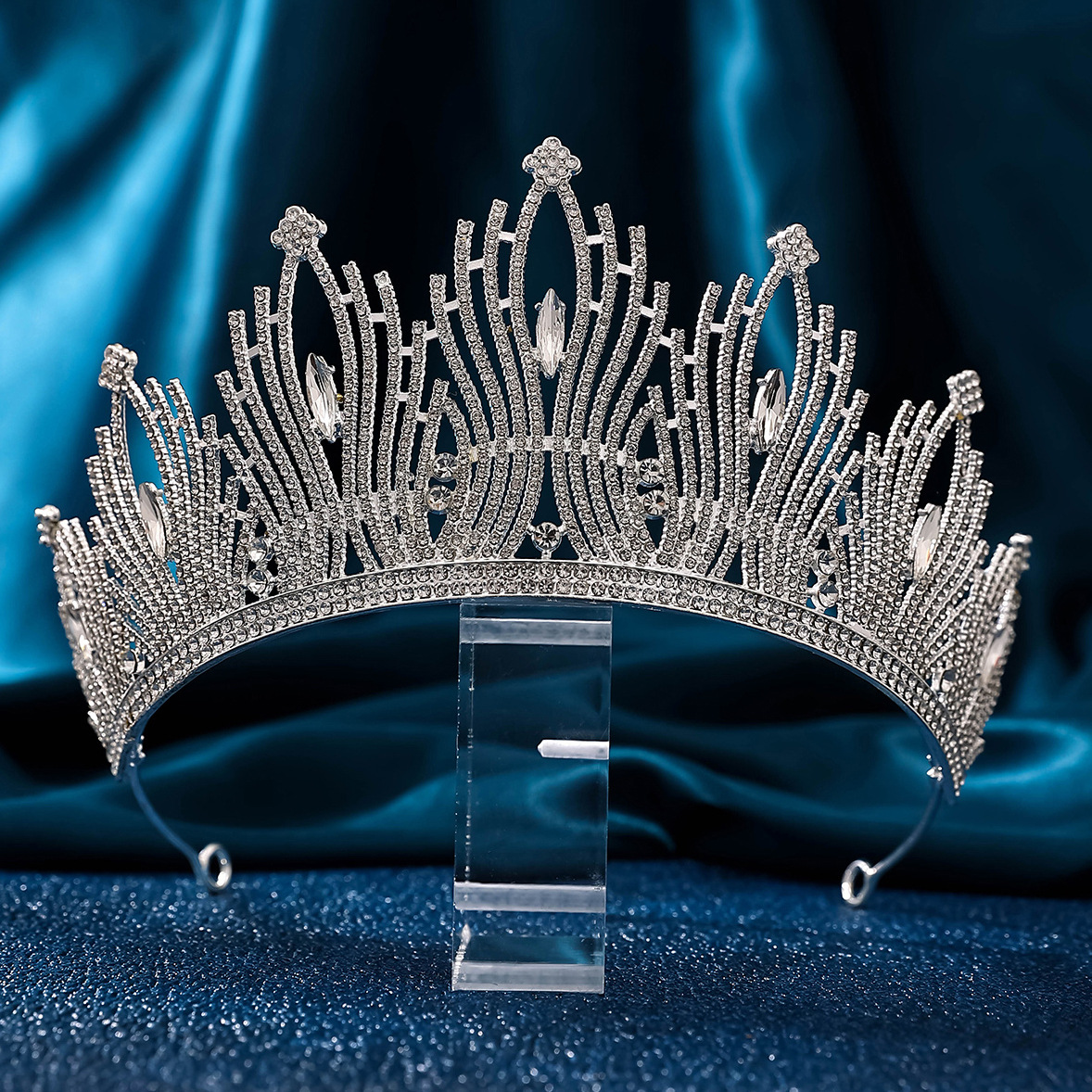 New personalized diamond silver princess headwear, grand and luxurious wedding dress, super glittering crystal, elegant fairy hair accessory, crown pic 5