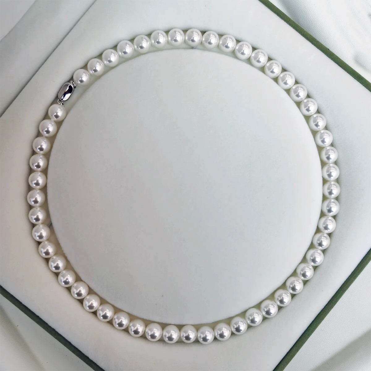 天然澳母贝珍珠项链925银元宝扣强光高品质贝珠澳白项链工厂批发详情14