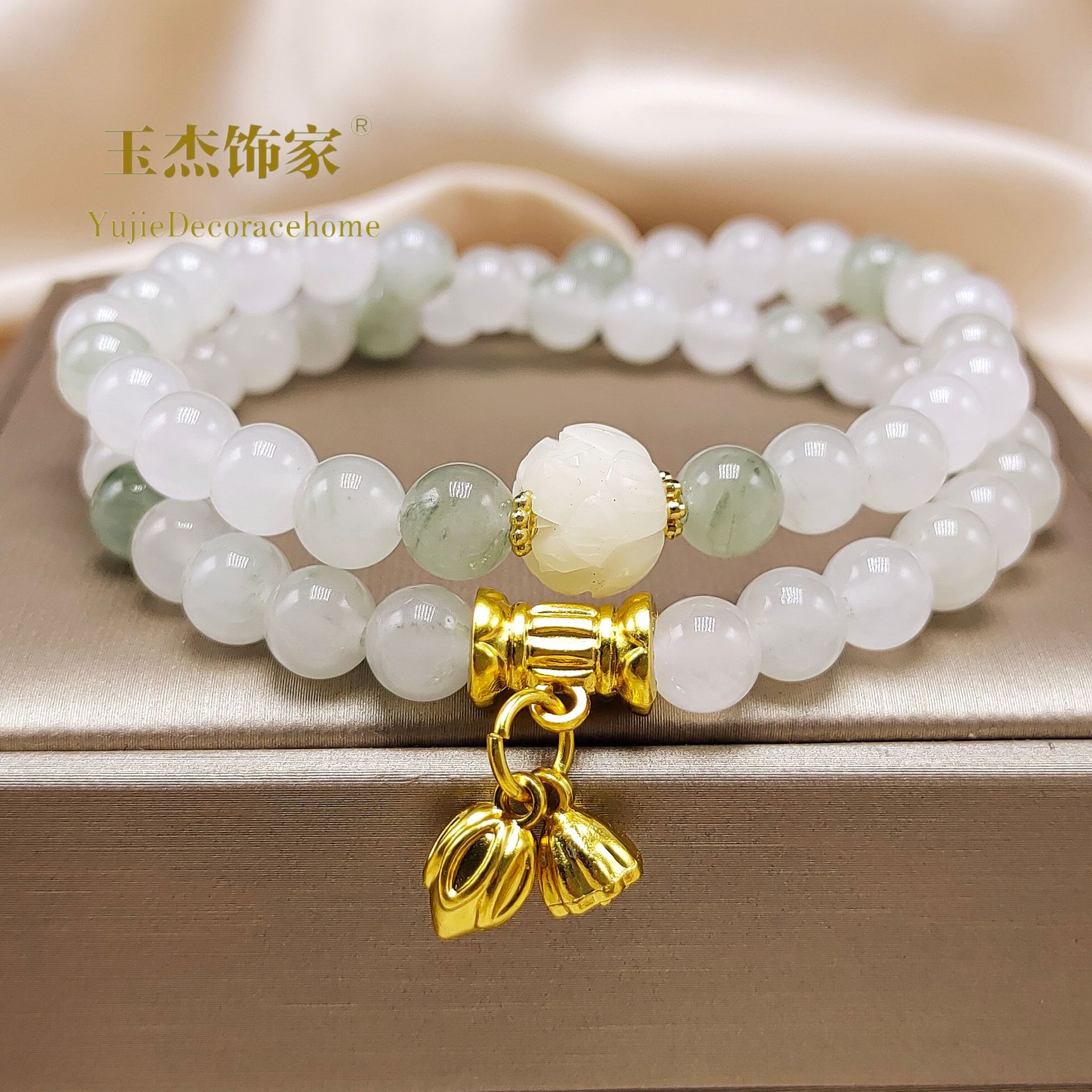 Chinese-style double-ring Tianshan jade bracelet for women, a niche, light luxury and high-end jade bracelet, simple and elegant, versatile accessory pic 5
