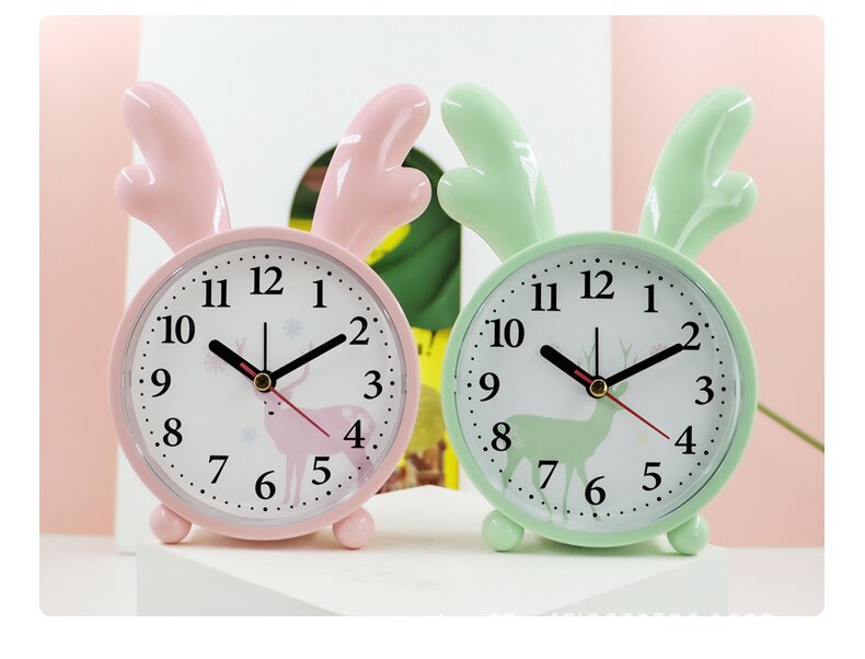 闹钟学生儿童简约时尚静音床头卧室起床钟表可爱卡通座钟书桌礼品详情1