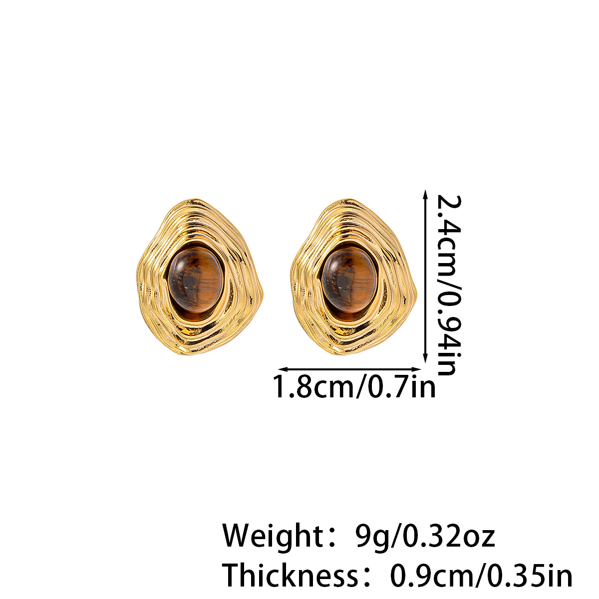 娜莎跨境专供秋冬美拉德复古时尚高级纹理水滴耳钉小众高级感耳环详情2