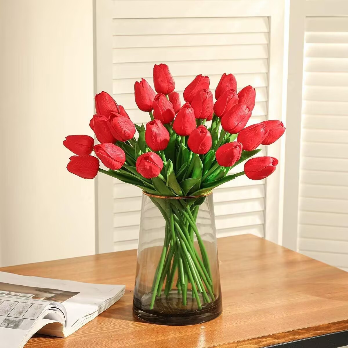 郁金香手感保湿郁金香仿真花家居装饰盆景插花假花摄影道具批发详情3