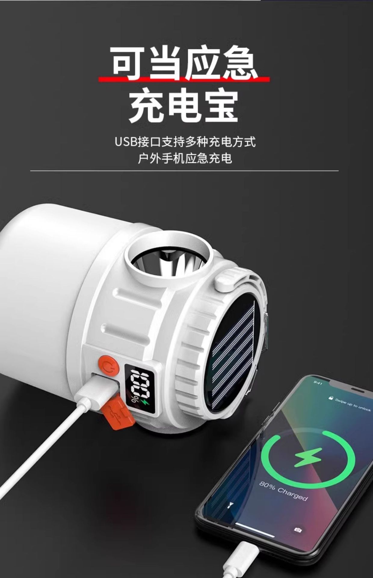 LED solar rechargeable bulbs, outdoor ultra-bright lighting fixtures, household power outage emergency lights, night market stall lights pic 16