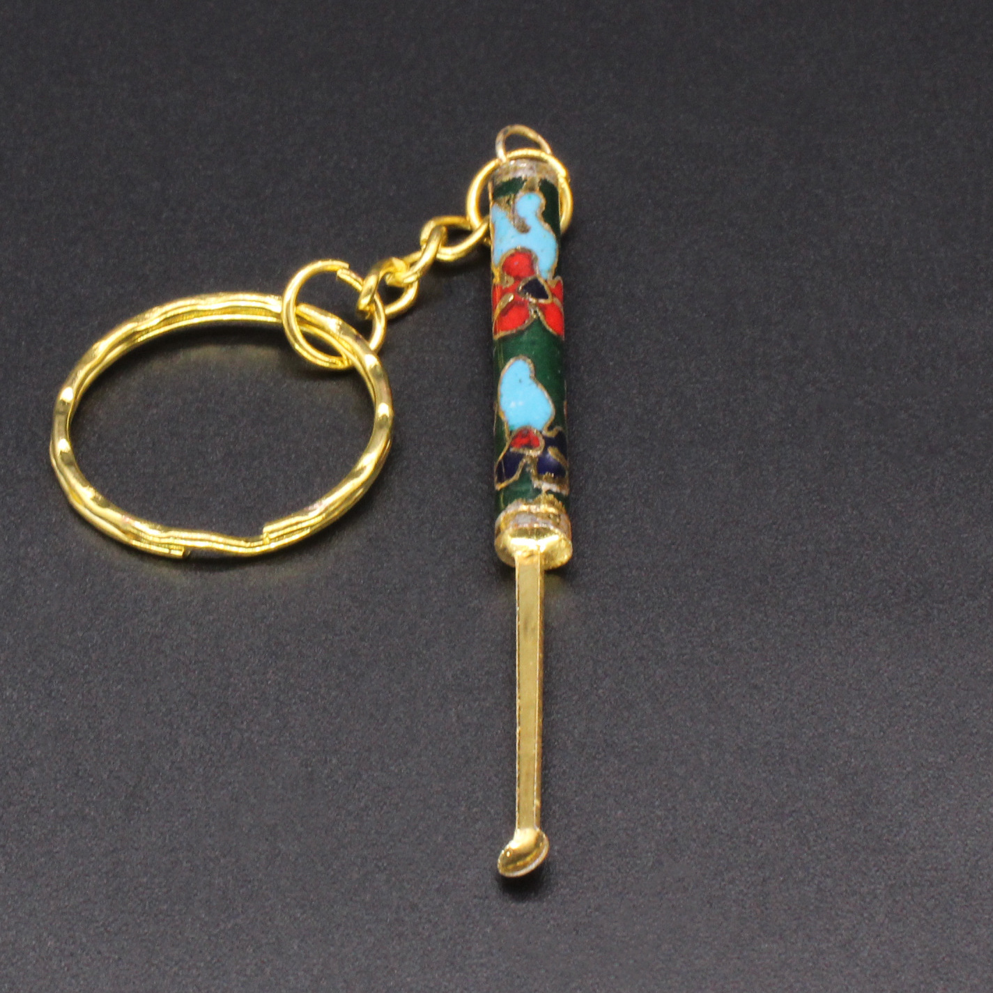 Beijing Cloisonne vintage collection, cloisonne filigree silver blue keychain, pendant ear scoop pic 7
