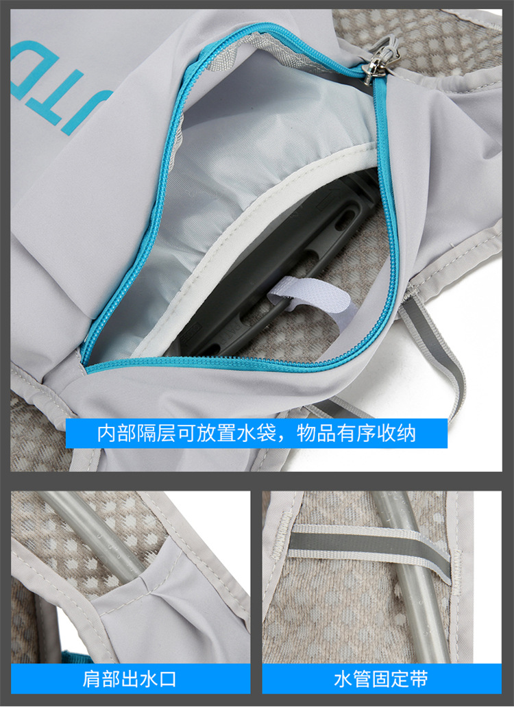 新款多功能尼龙跑步背包 安全反光运动背包水袋背包 骑行包详情8
