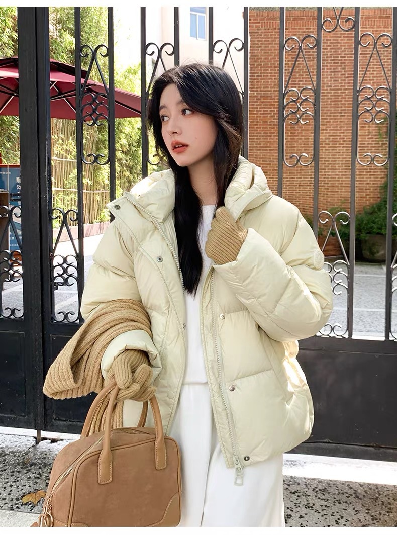 奶米色女装短款羽绒服女冬季新款2025小个子韩版宽松90白鸭绒外套详情23