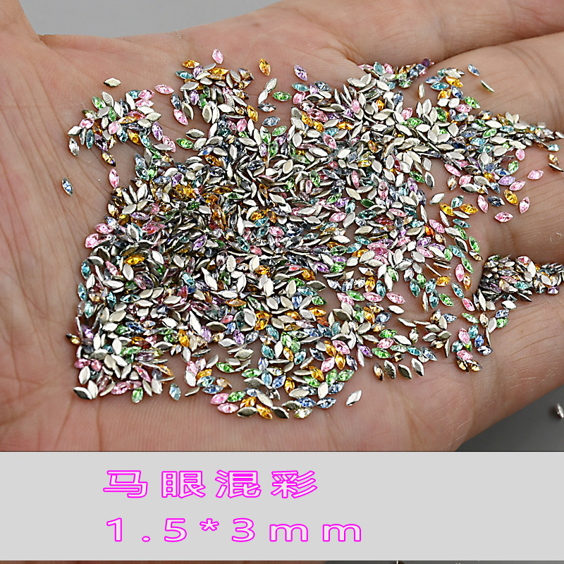 5A flat-bottomed beveled zircon mixed mini irregular-shaped super shiny wheat ear small nail stickers diy diamond nail art accessories pic 5