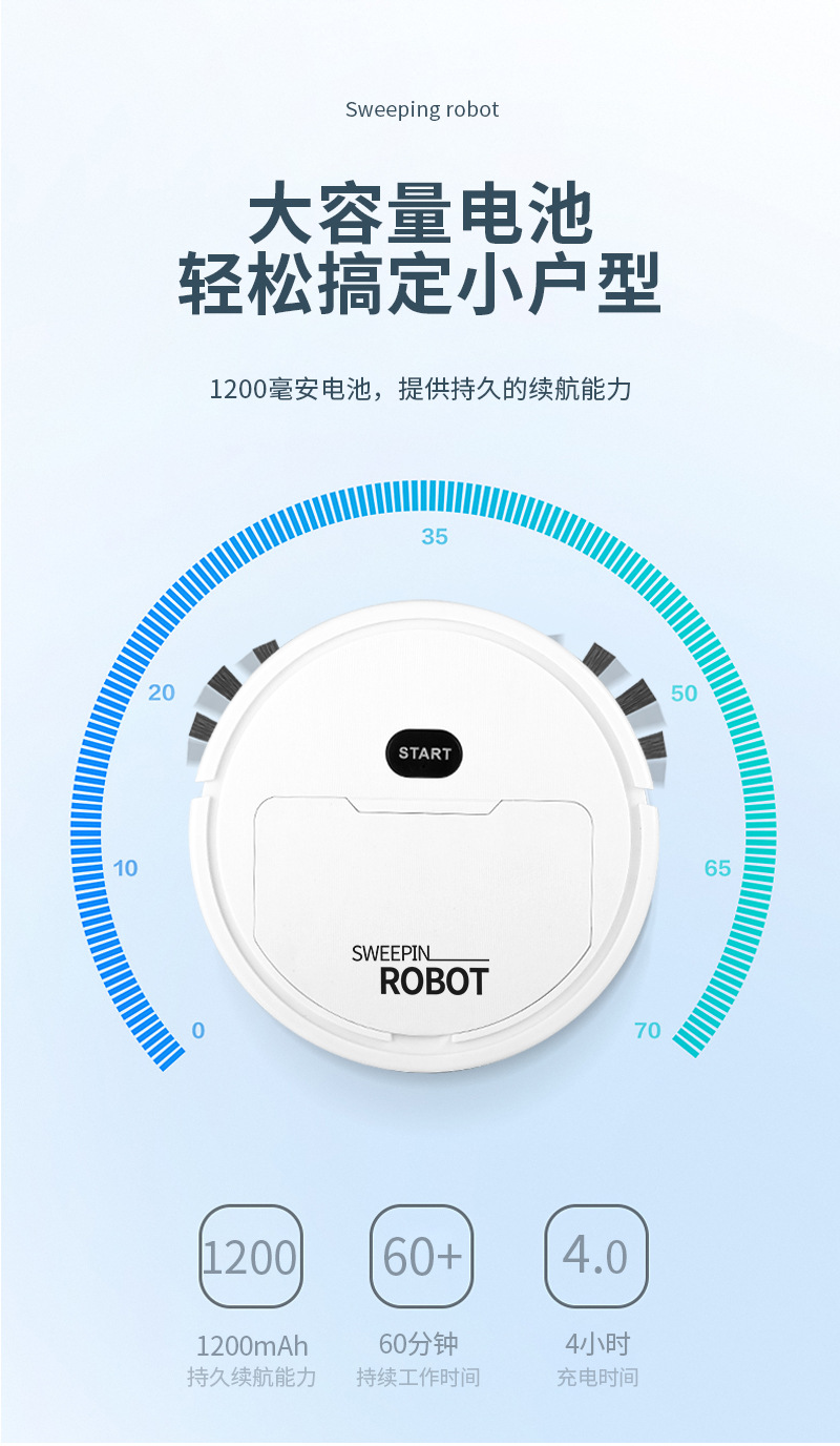 Mini vacuum cleaner robot, small, light, multi-functional, household sweeping, mopping and suction integrated, usb charging wholesale cross-border pic 9