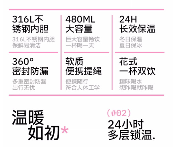 尚泰保温杯女316L不锈钢学生上学专用水杯高颜值2025新款吸管杯子详情2