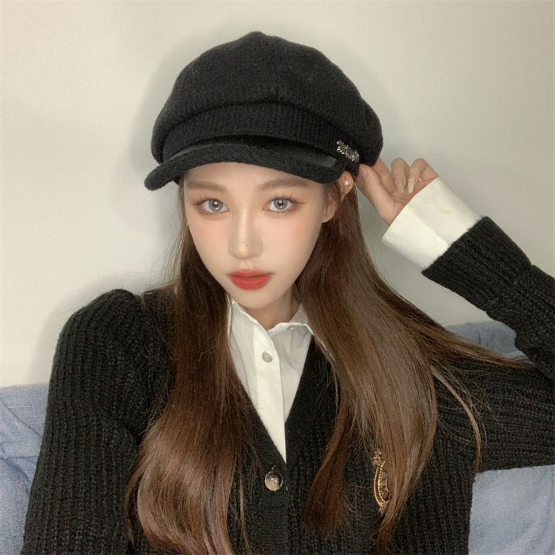 秋冬女款毛呢羊羔毛防风八角帽八角帽加厚多款圆顶纯色百搭休闲详情8