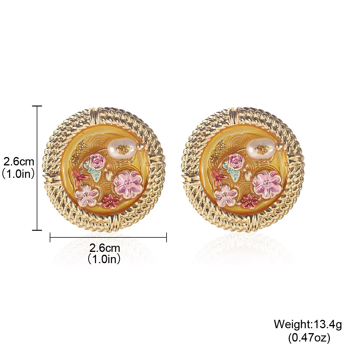 恶魔之眼珍珠夸张开口戒指莫奈花园油画系列流苏花卉珐琅耳环批发详情46