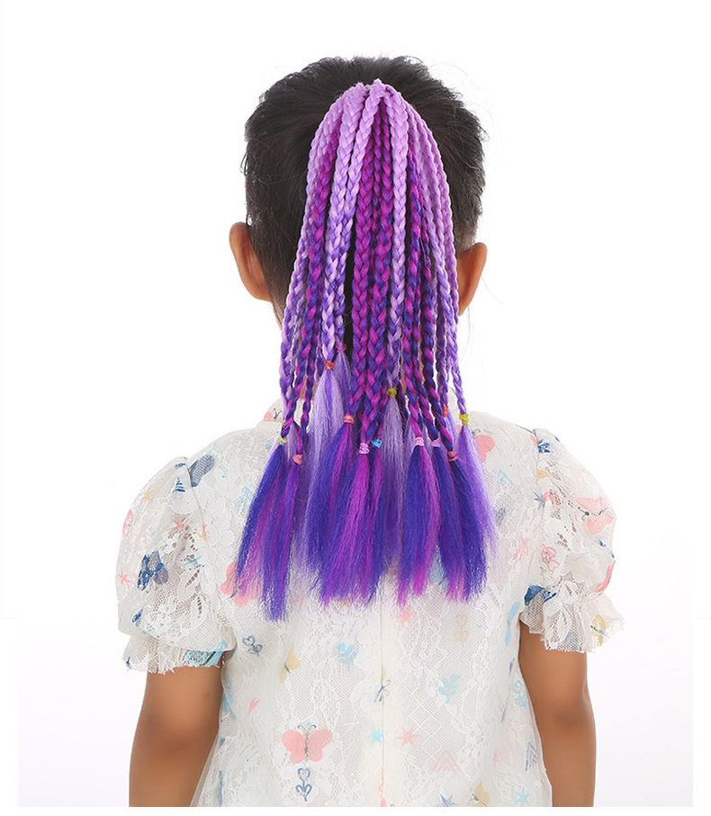 Colorful braids for children, hip-hop gradient short braids, hair bands, ponytails, dreadlocks, wigs, European and American Tibetan hair accessories pic 24