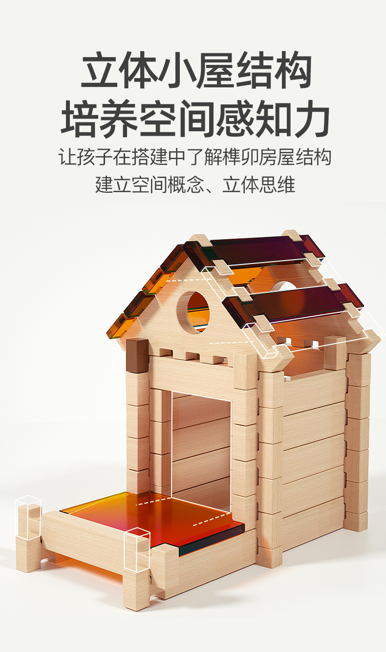 幼儿园游戏角特大号实木益智积木儿童早教DIY原木榫卯拼装玩具详情5
