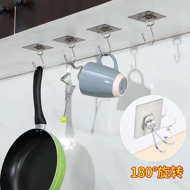 【1-1区】拉丝大钩100/包2500/箱 金属大挂钩强力钩粘胶免钉门后衣服挂钩浴室厨房墙壁铁钩拉丝粘钩详情2