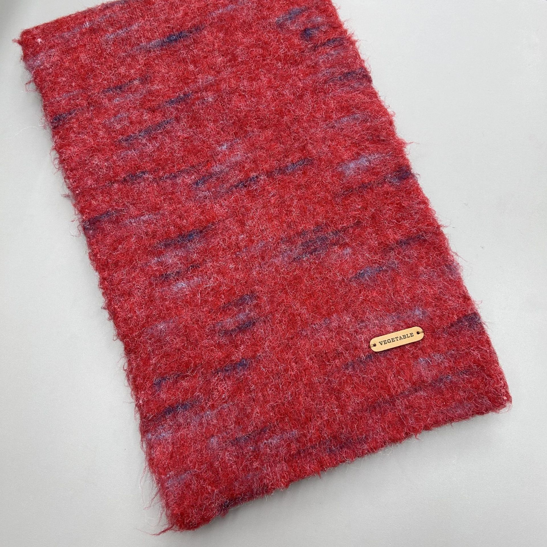 Brushed and textured dopamine pink scarf for women, winter soft and glutinous, ins style, Korean high-end knitted warm wrap pic 1