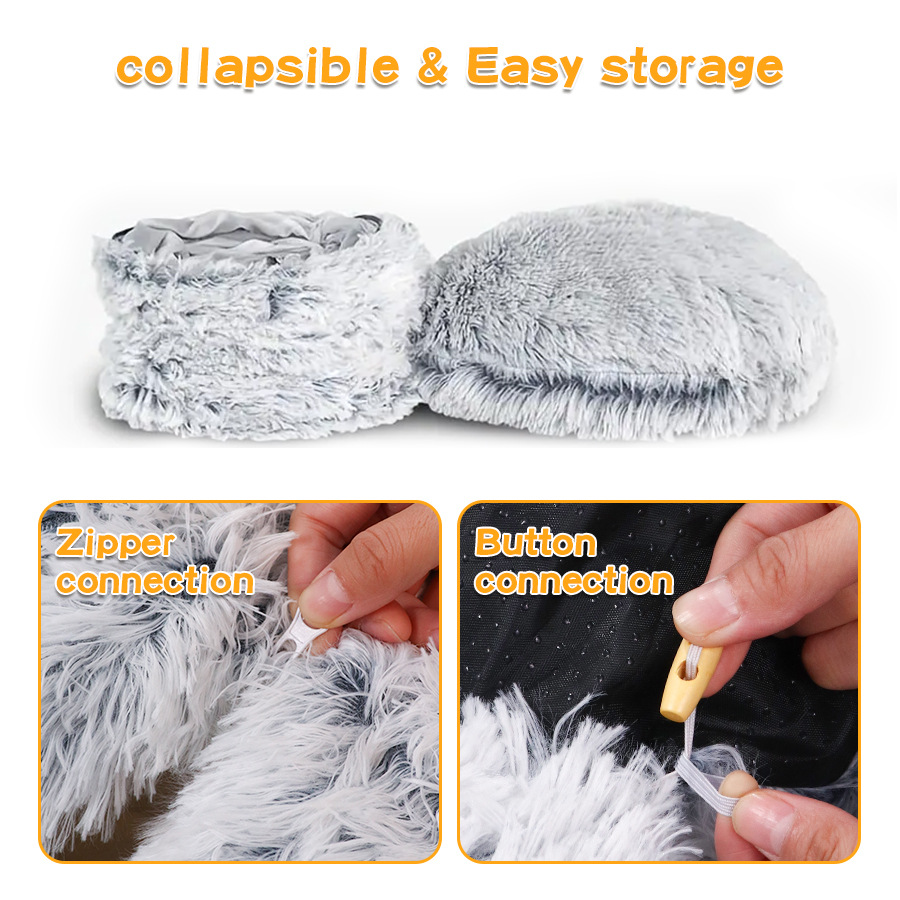 源头工厂冬季猫隧道长毛绒猫窝保暖宠物窝可折叠猫通亚马逊爆款详情6