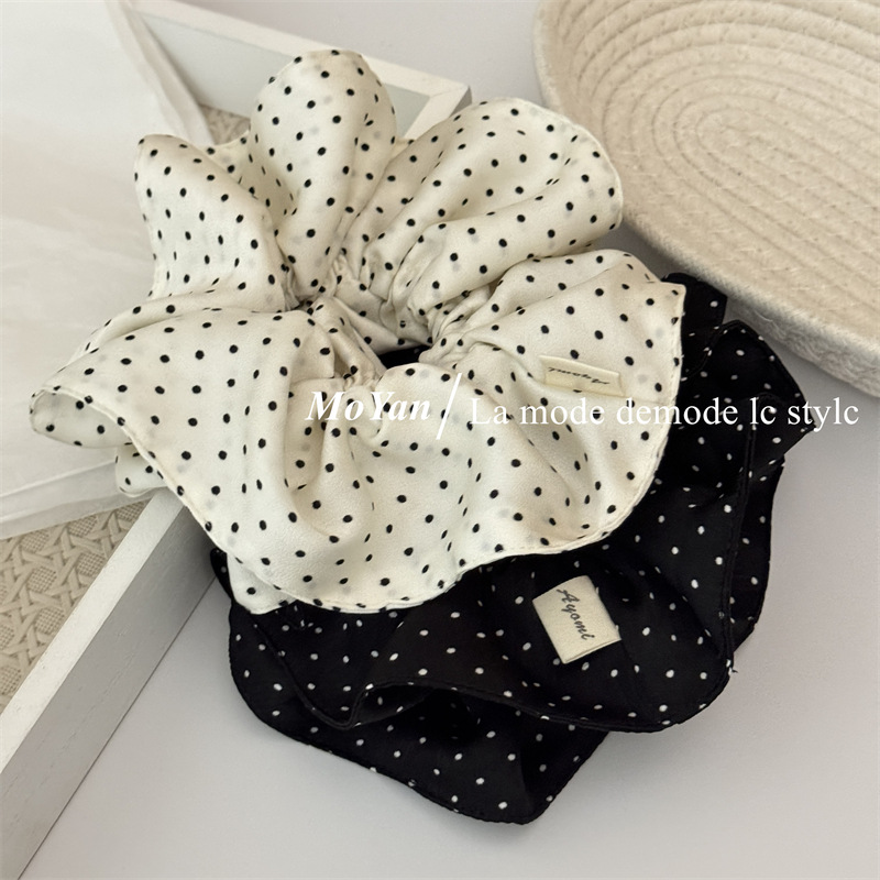 韩版气质波点大肠发圈复古高级感小蛮腰发绳低马尾头绳丸子头头花详情11