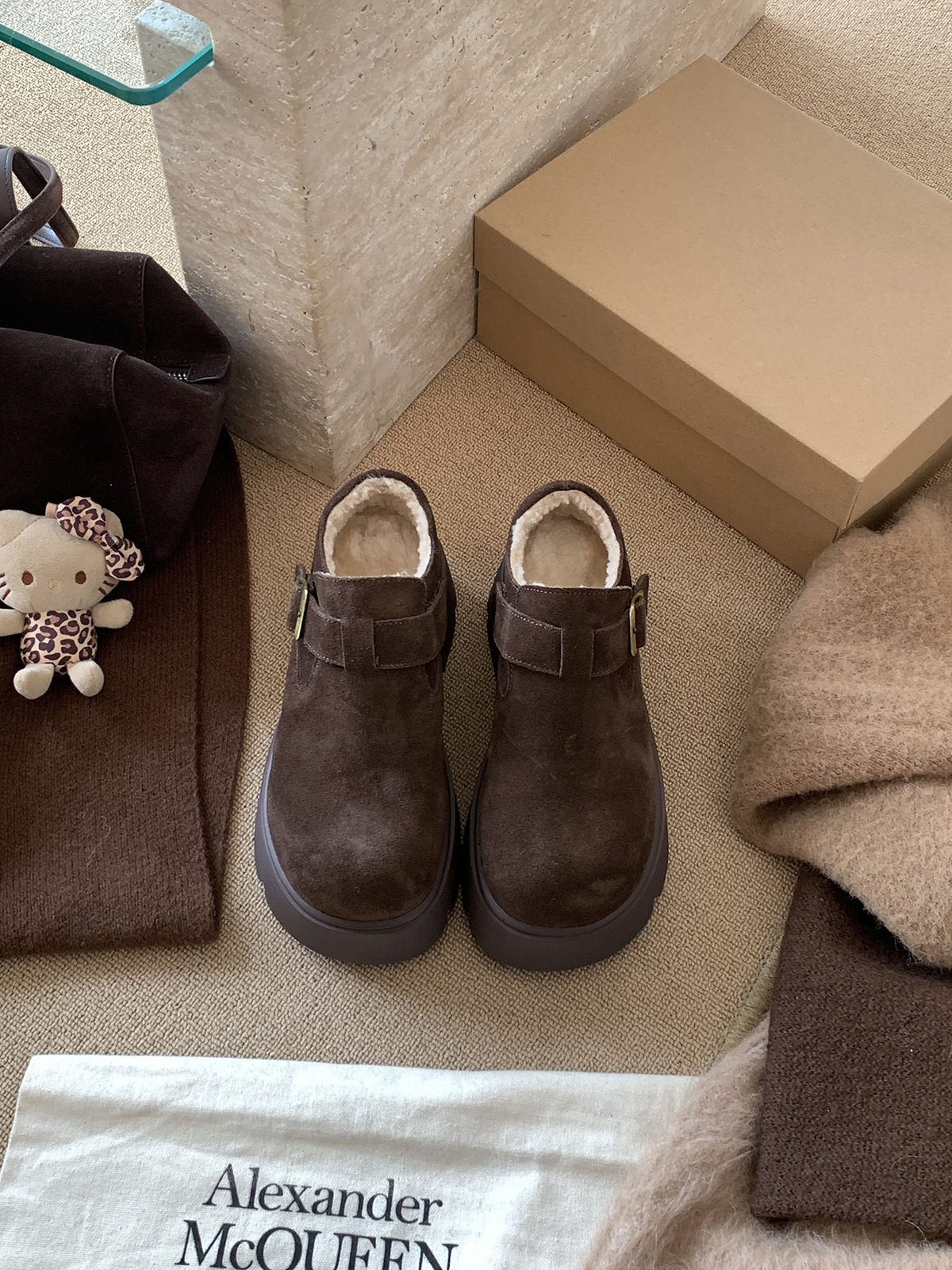 MARCO&JOYCE厚底增高勃肯鞋女冬季新款加绒松糕一脚蹬乐福鞋单鞋详情16