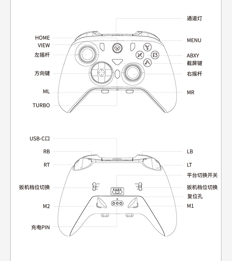 澳加狮K20游戏手柄Switch2双霍尔磁吸面壳pc游戏手柄三挡线性扳机详情34