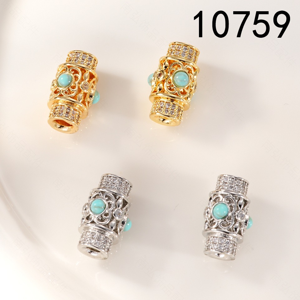 DIY jewelry accessories for bracelets, necklaces and clasp caps, fully set with zirconium turquoise beads and plated with real gold to retain color and have a high-end feel pic 7