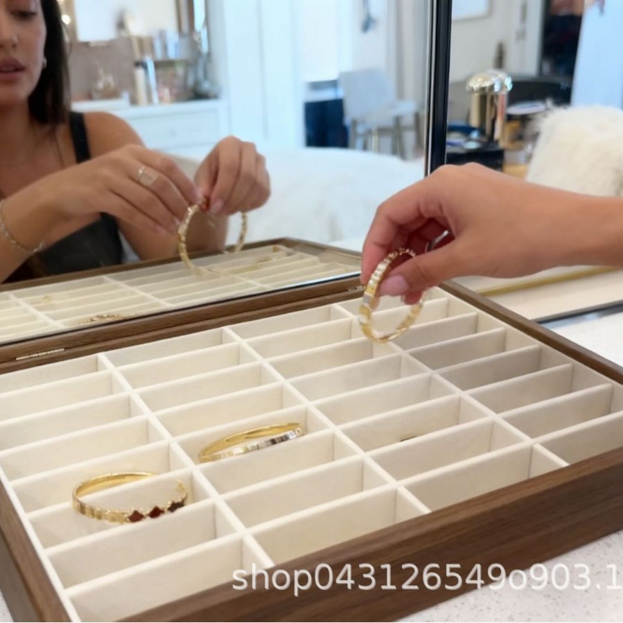 珠宝店专用手镯饰品收纳盒大容量木制首饰盒高档级感展示架详情3