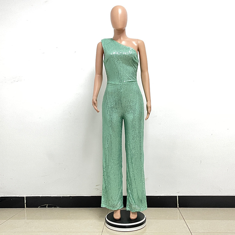 新中式无袖连体衣独立站夏季单肩亮片连体裤女批发详情61