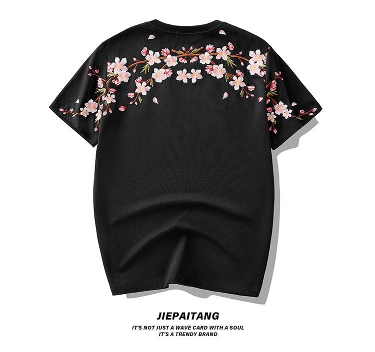 New Spring/Summer 2025 Guochao Chinese Trend brand loose plum blossom embroidered short-sleeved T-shirts for men and couples, summer half-sleeved pic 25