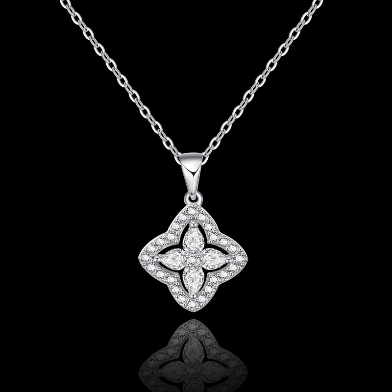 S925 All-silver Swan Kiss Heart Necklace for Women, 26 new style gourd pendant love bouquet necklace pic 13