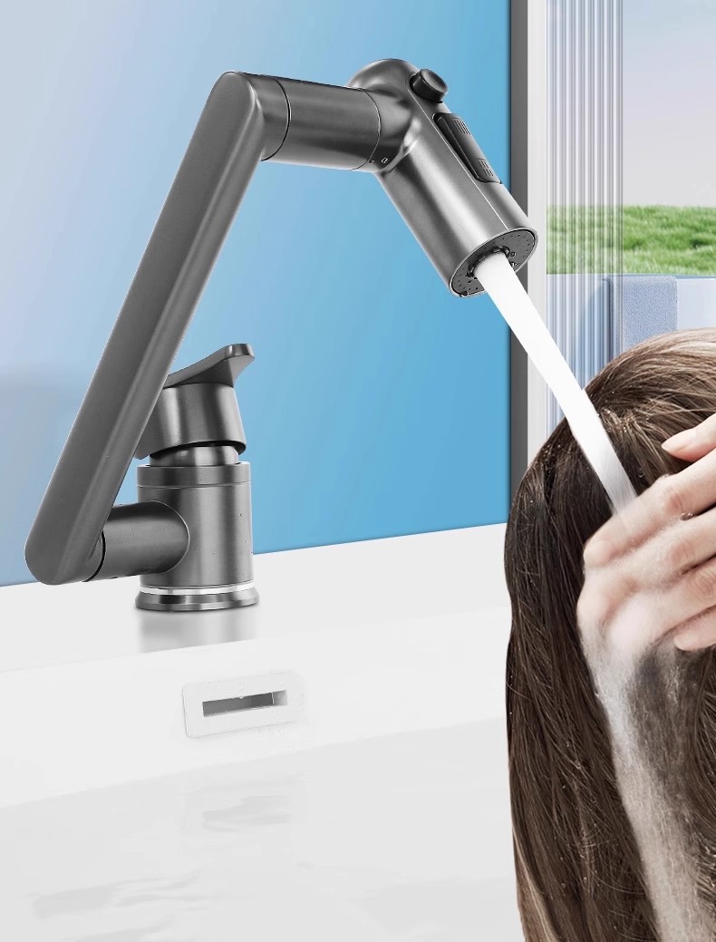 In a cramped space, there is a super low Maneki Neko washbasin, faucet, hot and cold washbasin, sink, and a universal rotating bathroom cabinet pic 8