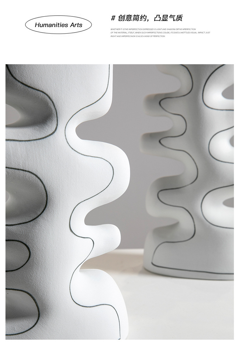 现代艺术家居软装银色陶瓷花瓶摆件 手工工艺品样板房别墅酒店装饰品详情10