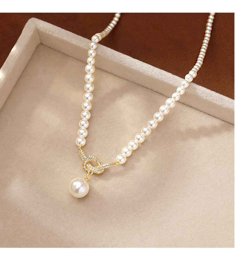 Hyacinth shijiazheng round collar de perlas de vidrio alto sentido luz lujo moda delicada temperamento clavícula cadena colgante gargantilla accesorios pic 10