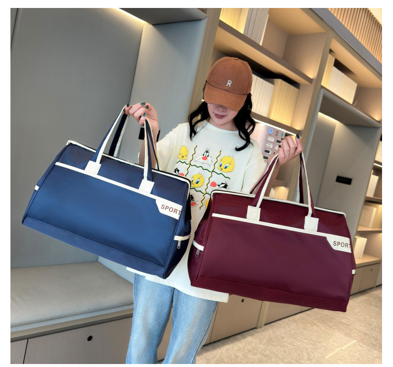 新款简约通勤手提旅行包牛津布加厚耐用运动健身包出差行李收纳袋详情38