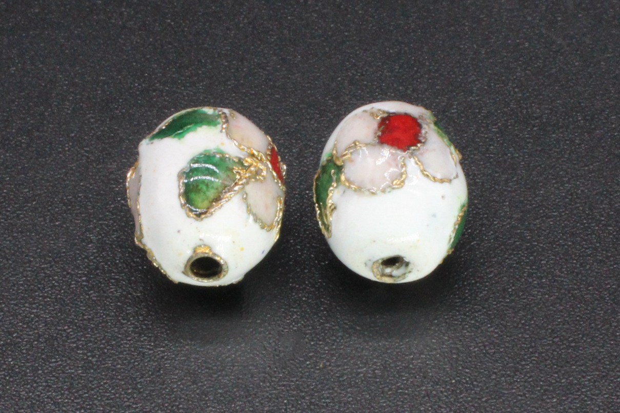 Traditional high-temperature cloisonne enamel flower silver blue DIY jewelry accessories, cloisonne 10*12 egg beads pic 8