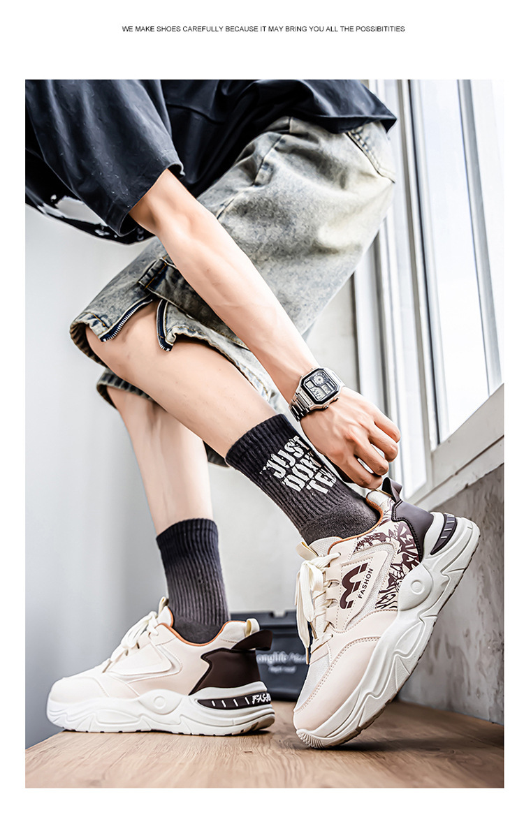 夏季男鞋新款透气网面运动鞋男士潮流百搭小白鞋厚底休闲老爹鞋男详情20