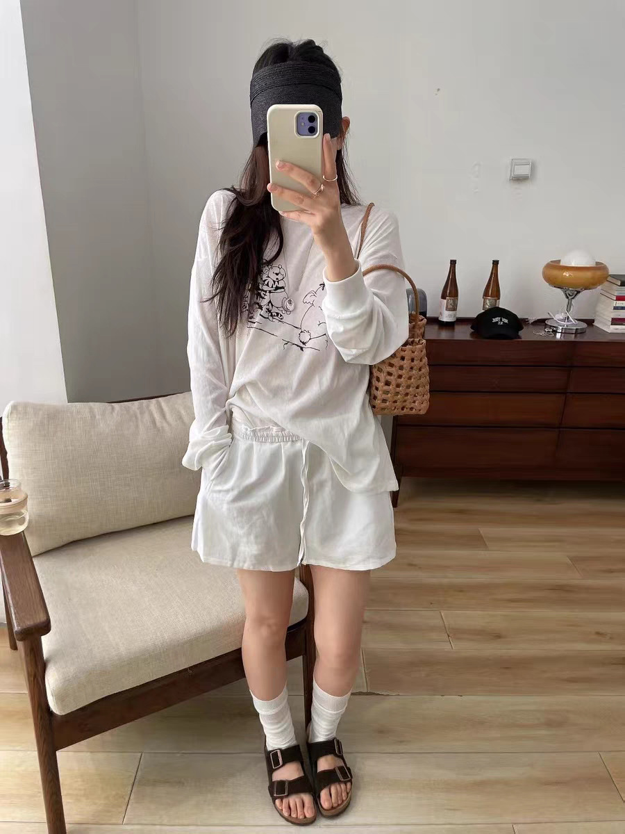 In stock 2025 summer new style, Dongdaemun, South Korea, round-neck super cute cartoon print sun protection long-sleeved T-shirt top for women pic 25