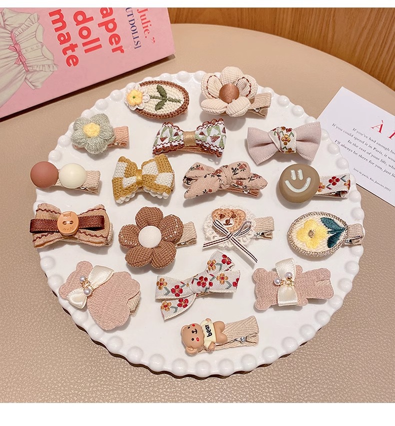 宝宝全包布发夹女童不伤发可爱复古婴儿小夹子儿童花朵发卡头饰详情19