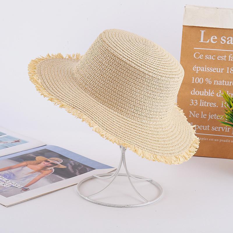 品牌【森多娜】草帽 批发diy材料手工帽胚遮阳防晒帽子团建活动平檐圆边编织盆帽详情10