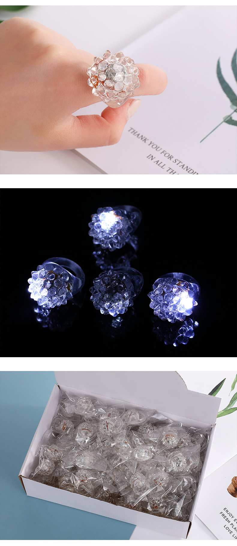 【小额批发】草莓戒指会发光玩具闪光戒指LED亚马逊手指灯tpr软胶详情9