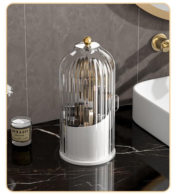 Cosmetics storage box, rotating makeup brush storage cylinder, mouth red eyeshadow dressing table, desktop eyebrow pencil, comb brush, pen barrel pic 12