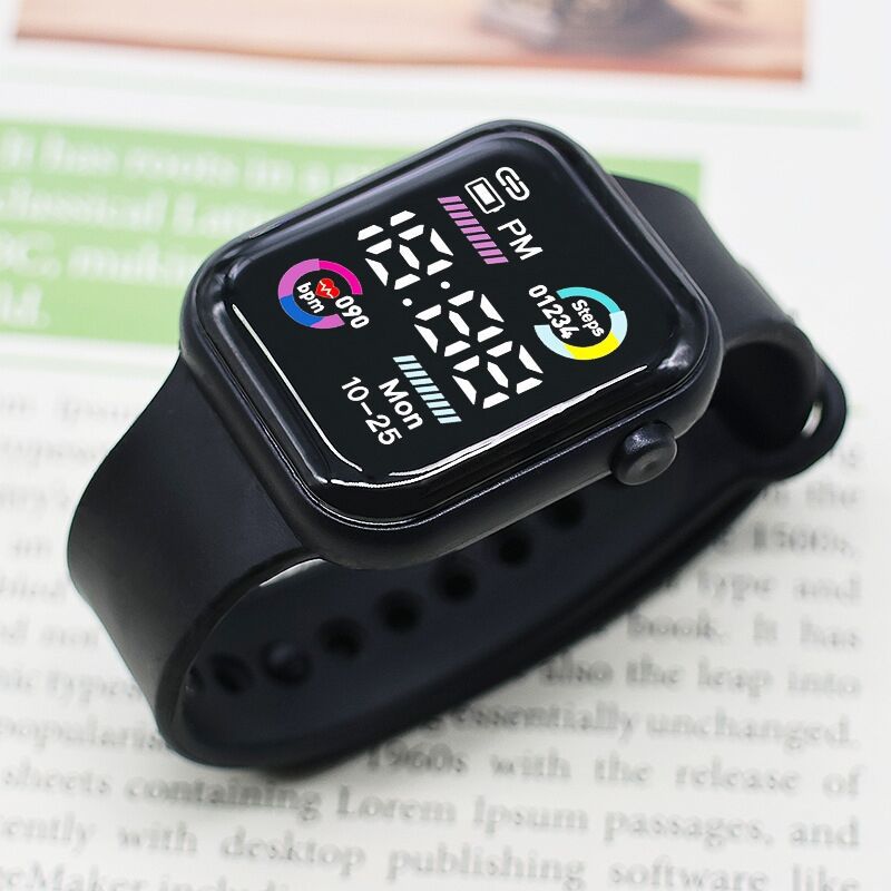 外贸新款学生运动电子手表高颜值夜光小方块非智能跑步夜光电子表时尚潮流男女款详情4