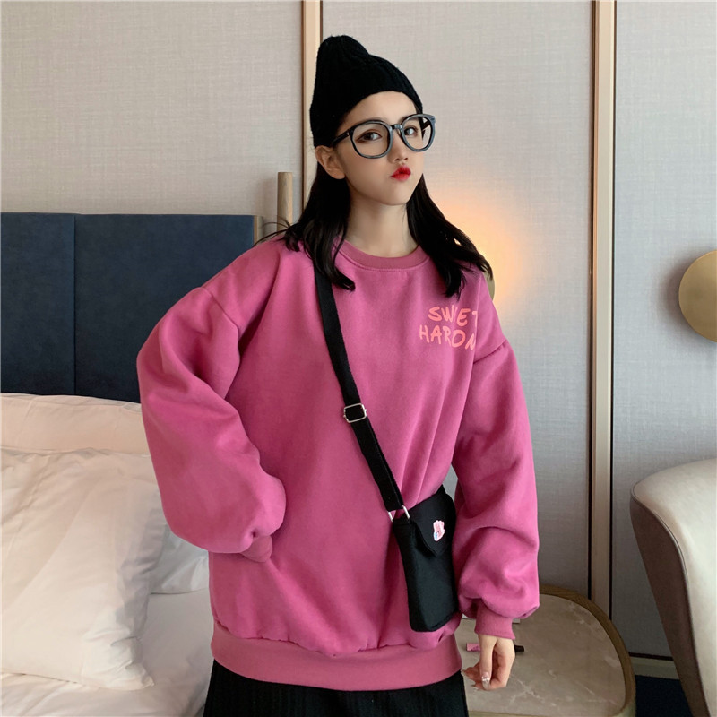 現貨代發跨境臺灣抓絨加厚衛衣2025秋冬新款寬鬆休閒大碼女裝上衣详情43