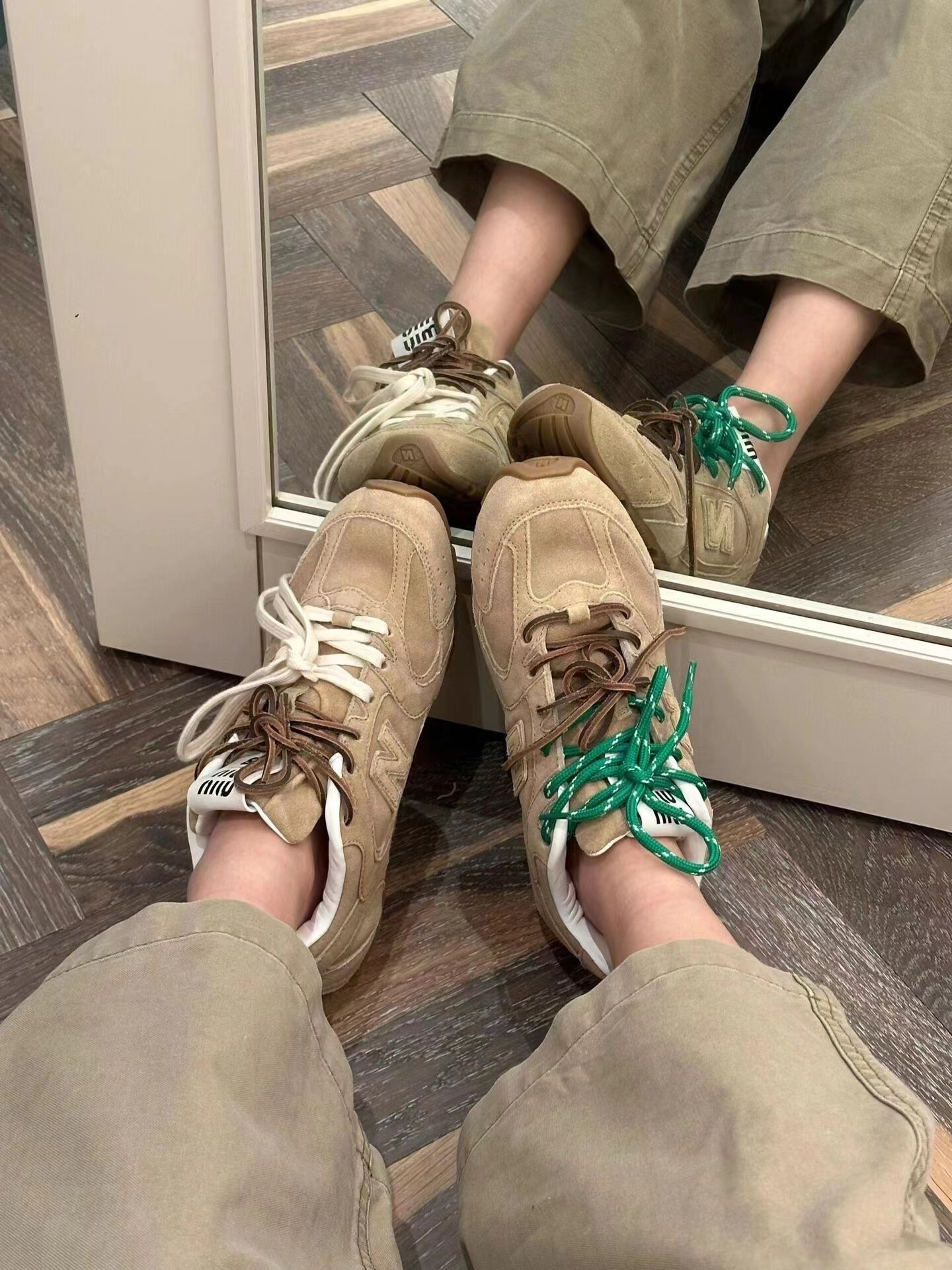 莆田鞋纯原miumiu联名530德训鞋NB女经典复古阿甘鞋休闲鞋情侣鞋详情5